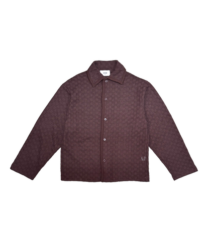 VOID Textured Knit Collar Shirt BROWN