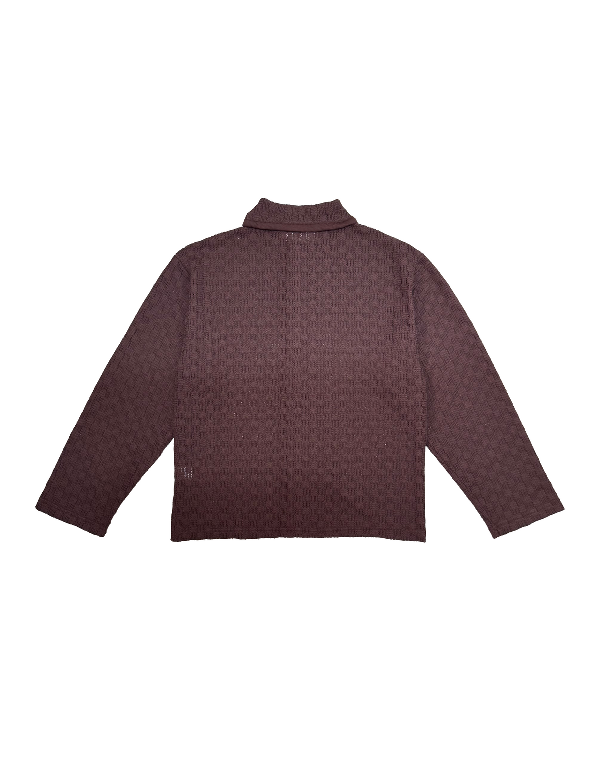 VOID Textured Knit Collar Shirt BROWN back