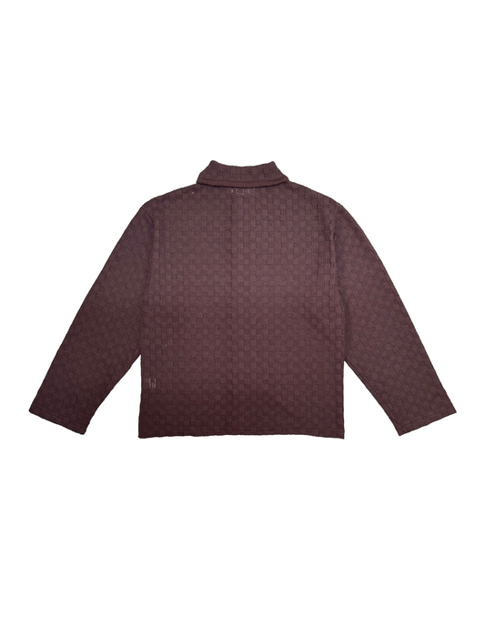 VOID Textured Knit Collar Shirt BROWN back