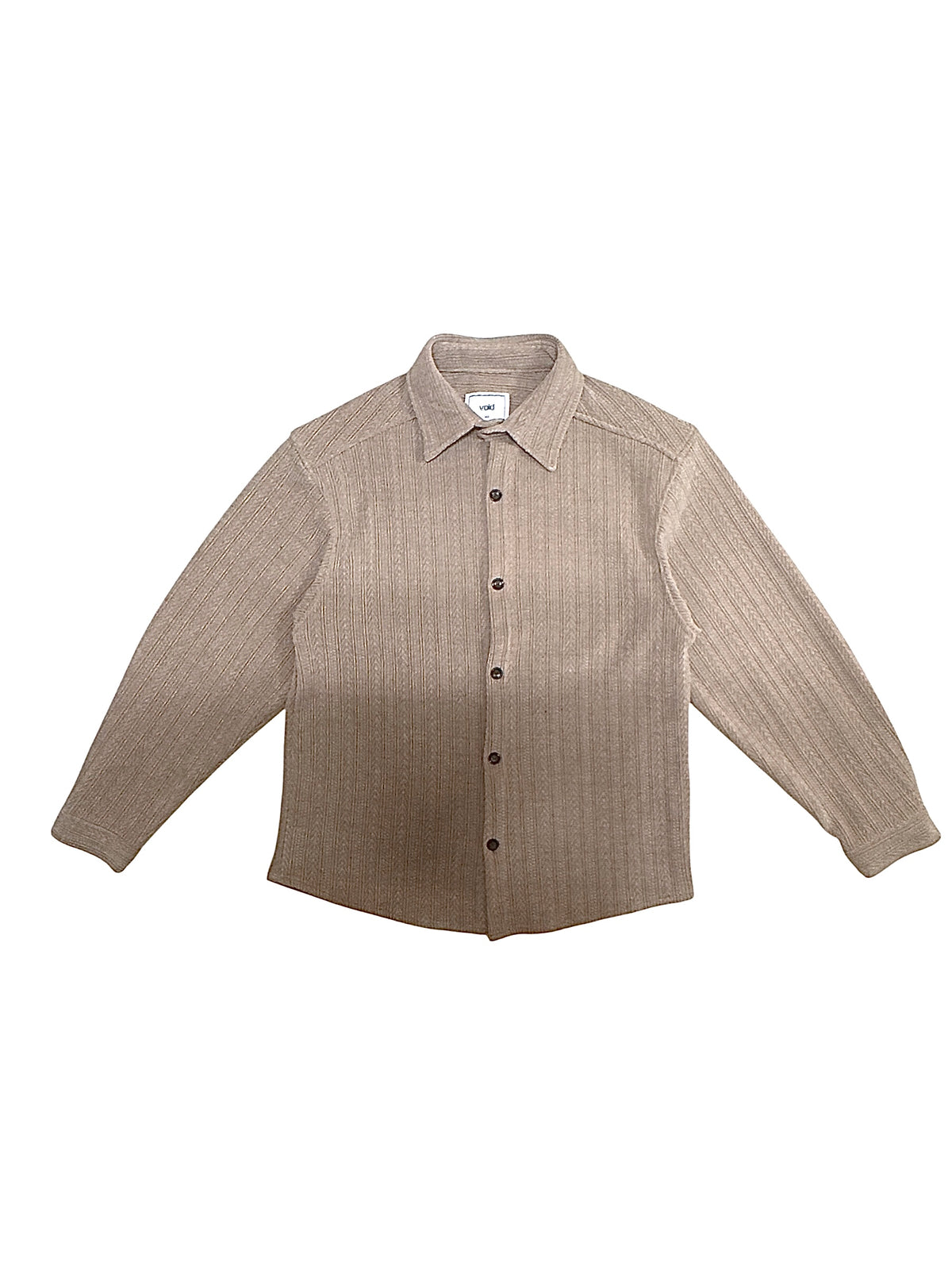 VOID Ribbed Knit Collar Shirt BEIGE