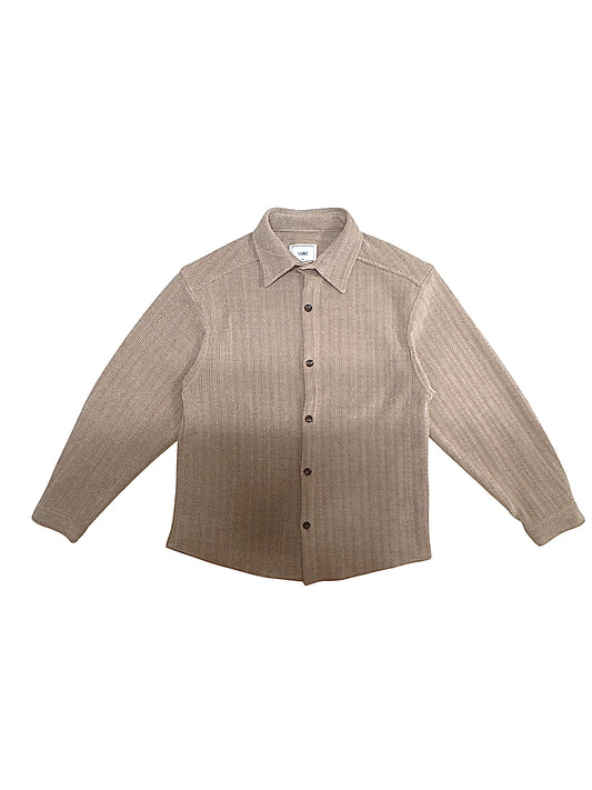 VOID Ribbed Knit Collar Shirt BEIGE