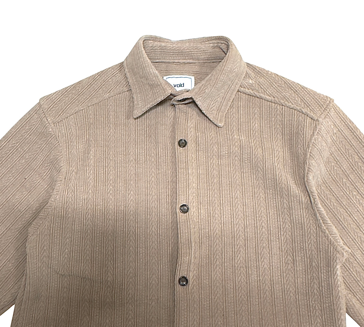 VOID Ribbed Knit Collar Shirt BEIGE collar