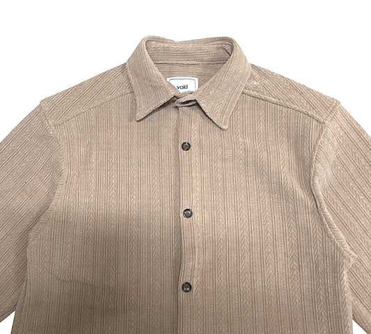 VOID Ribbed Knit Collar Shirt BEIGE collar