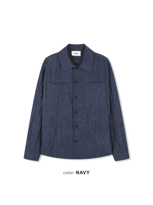 VOID Crinkle Textured Shirt Jacket BEIGE detail