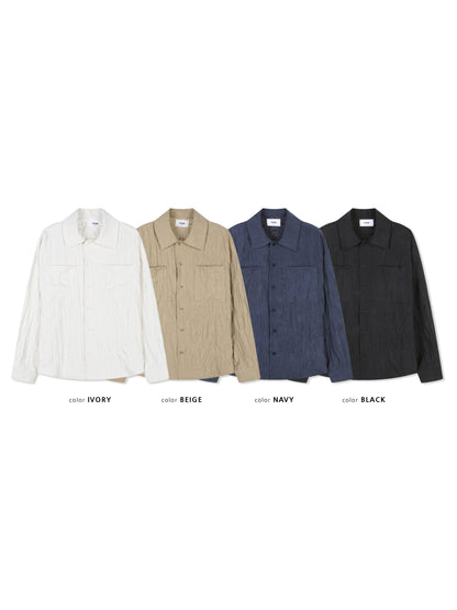 VOID Crinkle Textured Shirt Jacket BEIGE cuff