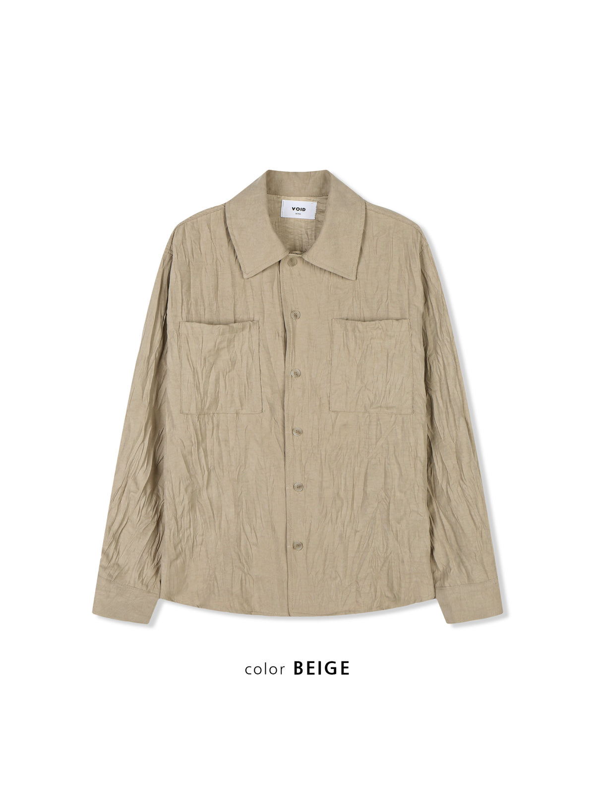 VOID Crinkle Textured Shirt Jacket BEIGE