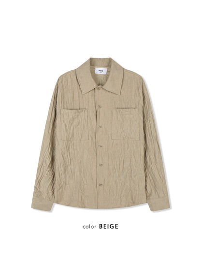 VOID Crinkle Textured Shirt Jacket BEIGE