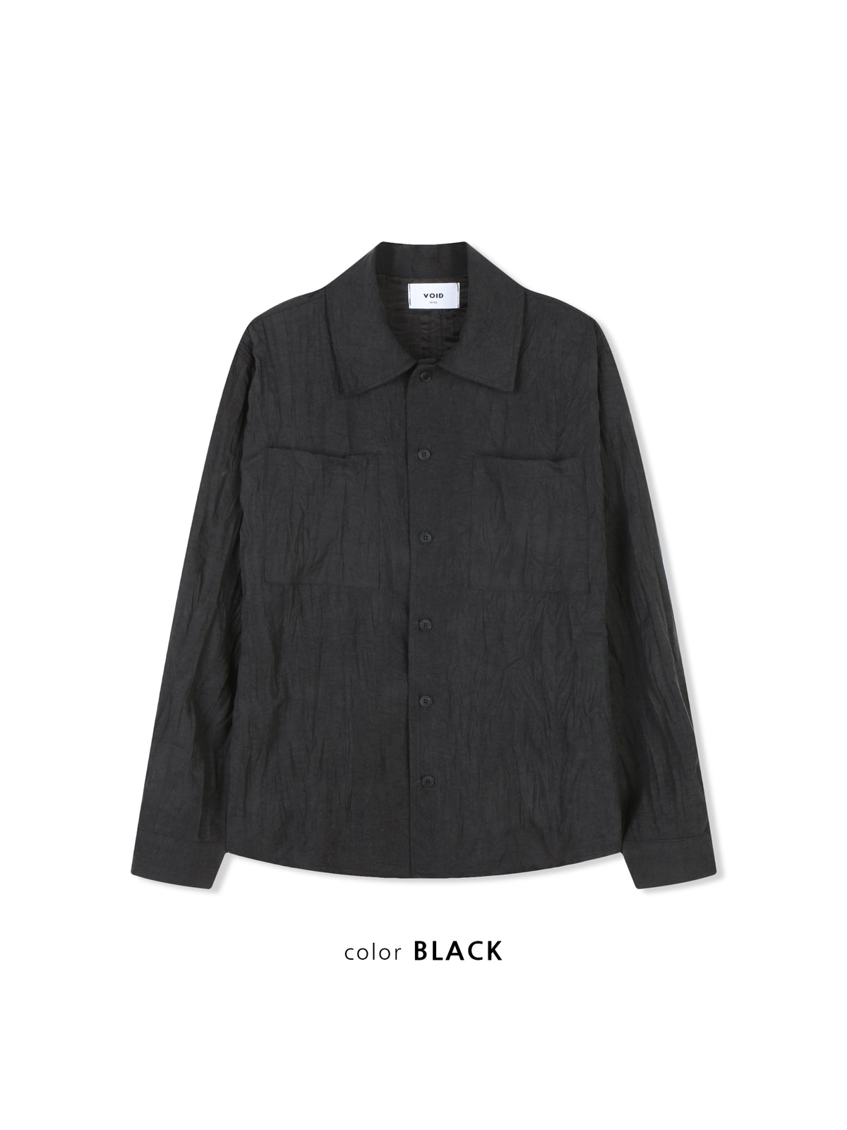 VOID Crinkle Textured Shirt Jacket BLACK