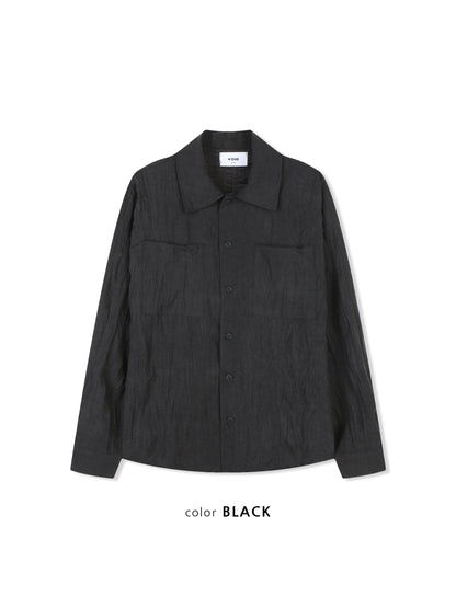 VOID Crinkle Textured Shirt Jacket BLACK
