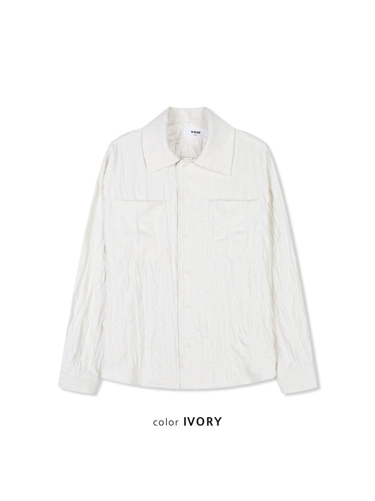 VOID Crinkle Textured Shirt Jacket IVORY