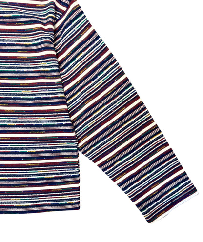 VOID Multi Stripe Cropped Long Sleeve Tee BLACK MULTI collar