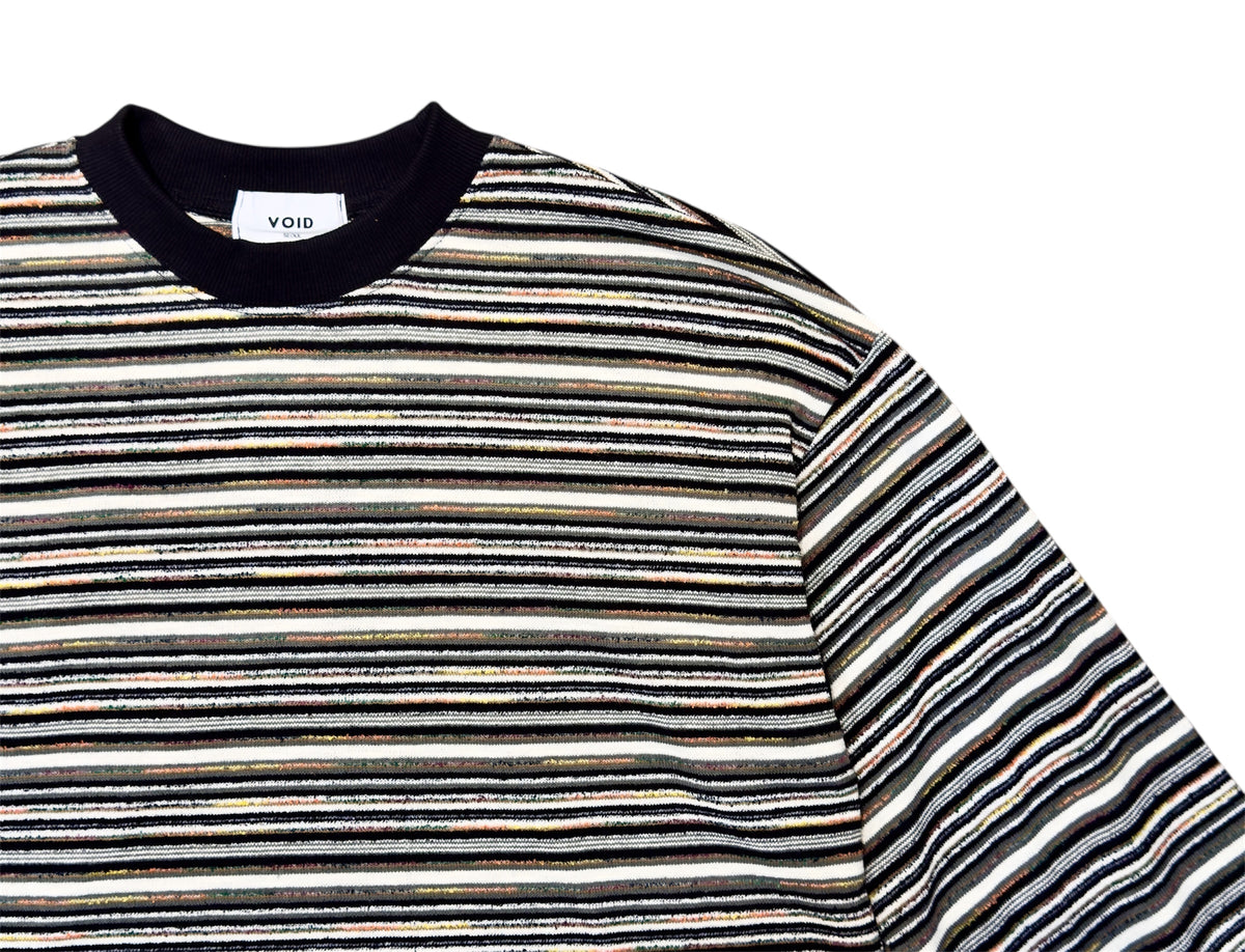VOID Multi Stripe Cropped Long Sleeve Tee BLACK MULTI flat