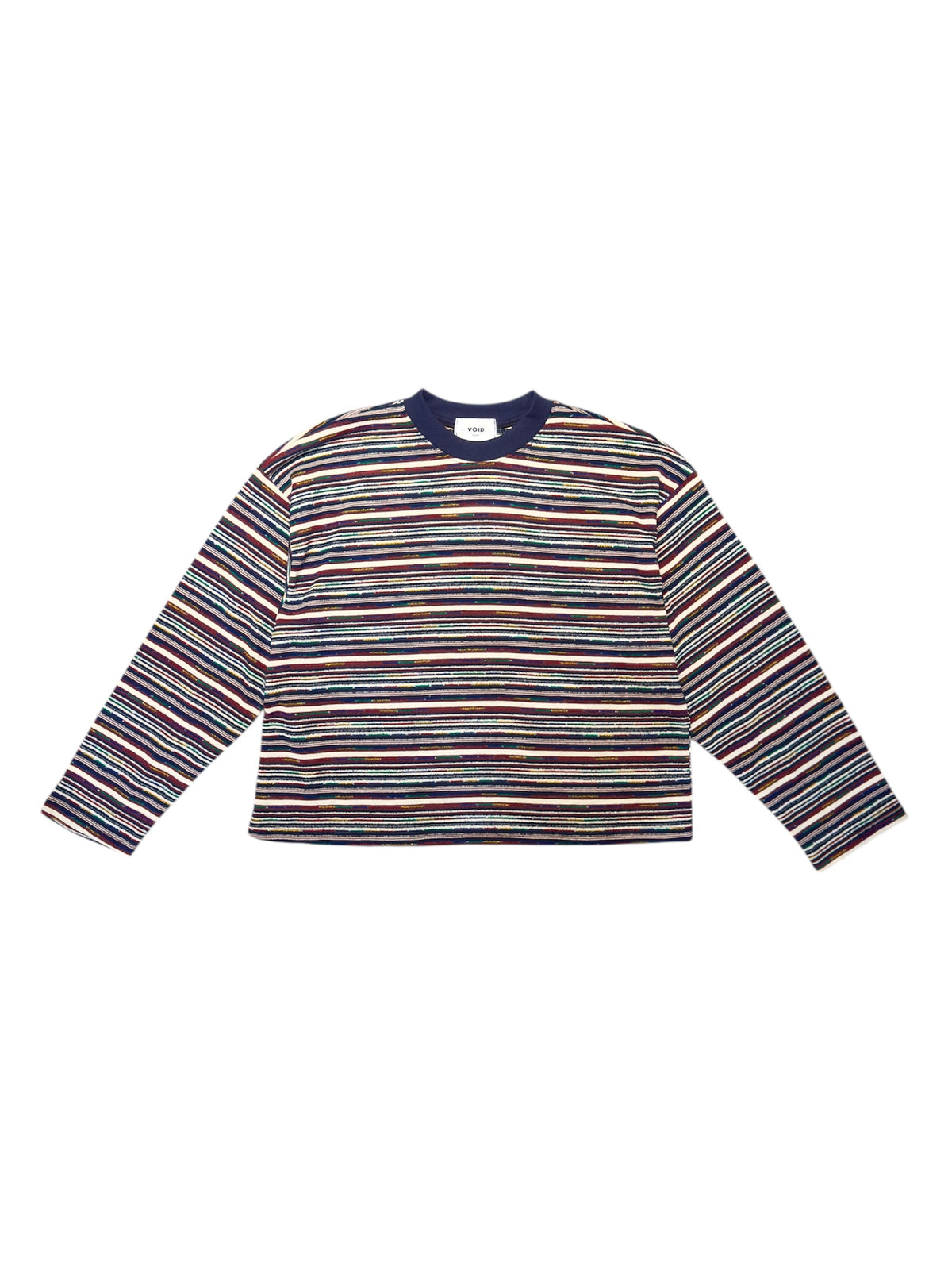 VOID Multi Stripe Cropped Long Sleeve Tee NAVY MULTI