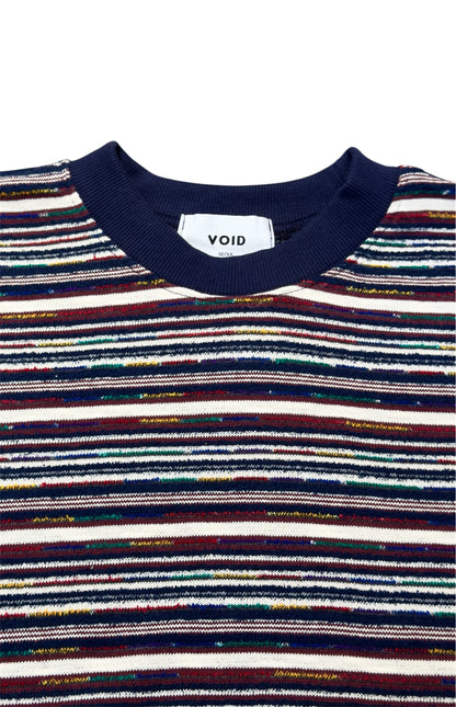 VOID Multi Stripe Cropped Long Sleeve Tee NAVY MULTI collar