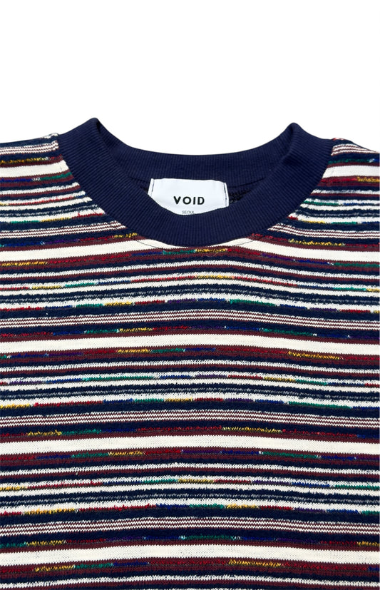 VOID Multi Stripe Cropped Long Sleeve Tee NAVY MULTI collar