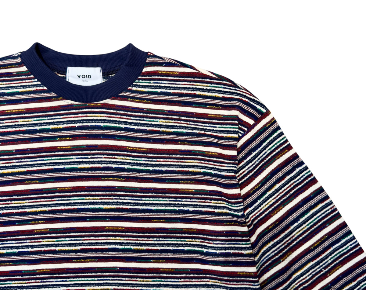 VOID Multi Stripe Cropped Long Sleeve Tee NAVY MULTI sleeve