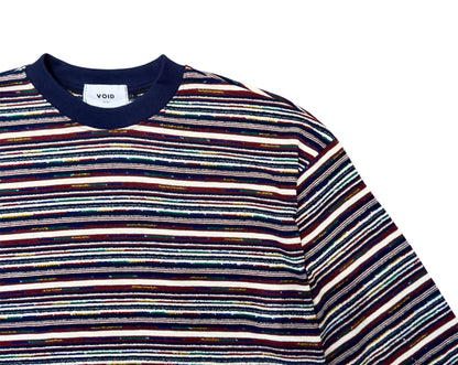 VOID Multi Stripe Cropped Long Sleeve Tee NAVY MULTI sleeve