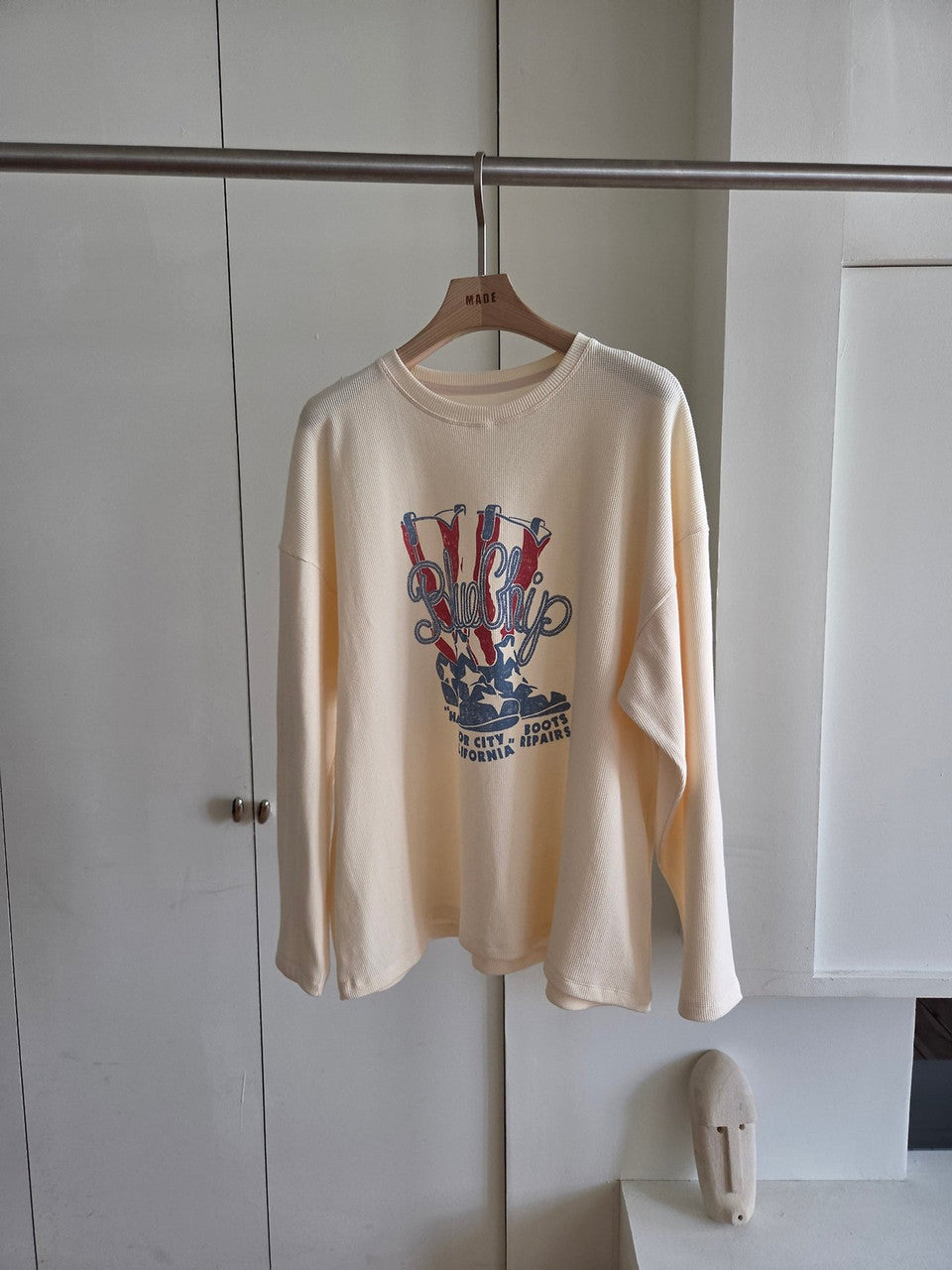 A MA:DE クリームのワッフルロンT