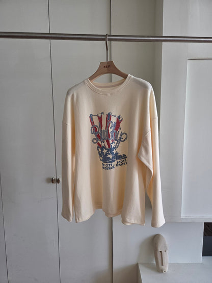 A MA:DE クリームのワッフルロンT
