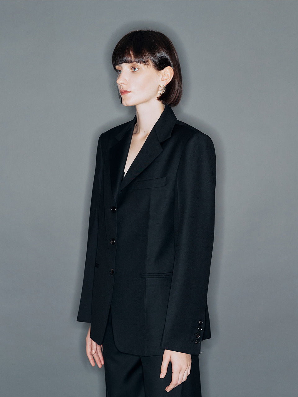 韓国ファッション 大人 ジャケット レディース ブラック