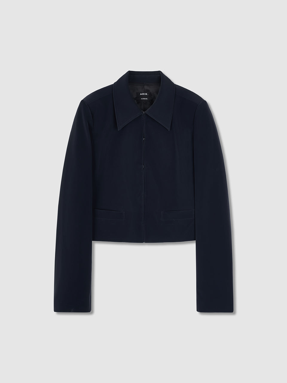 arik フェイクレザージャケット ダークネイビー レディース 韓国ファッション コーデ