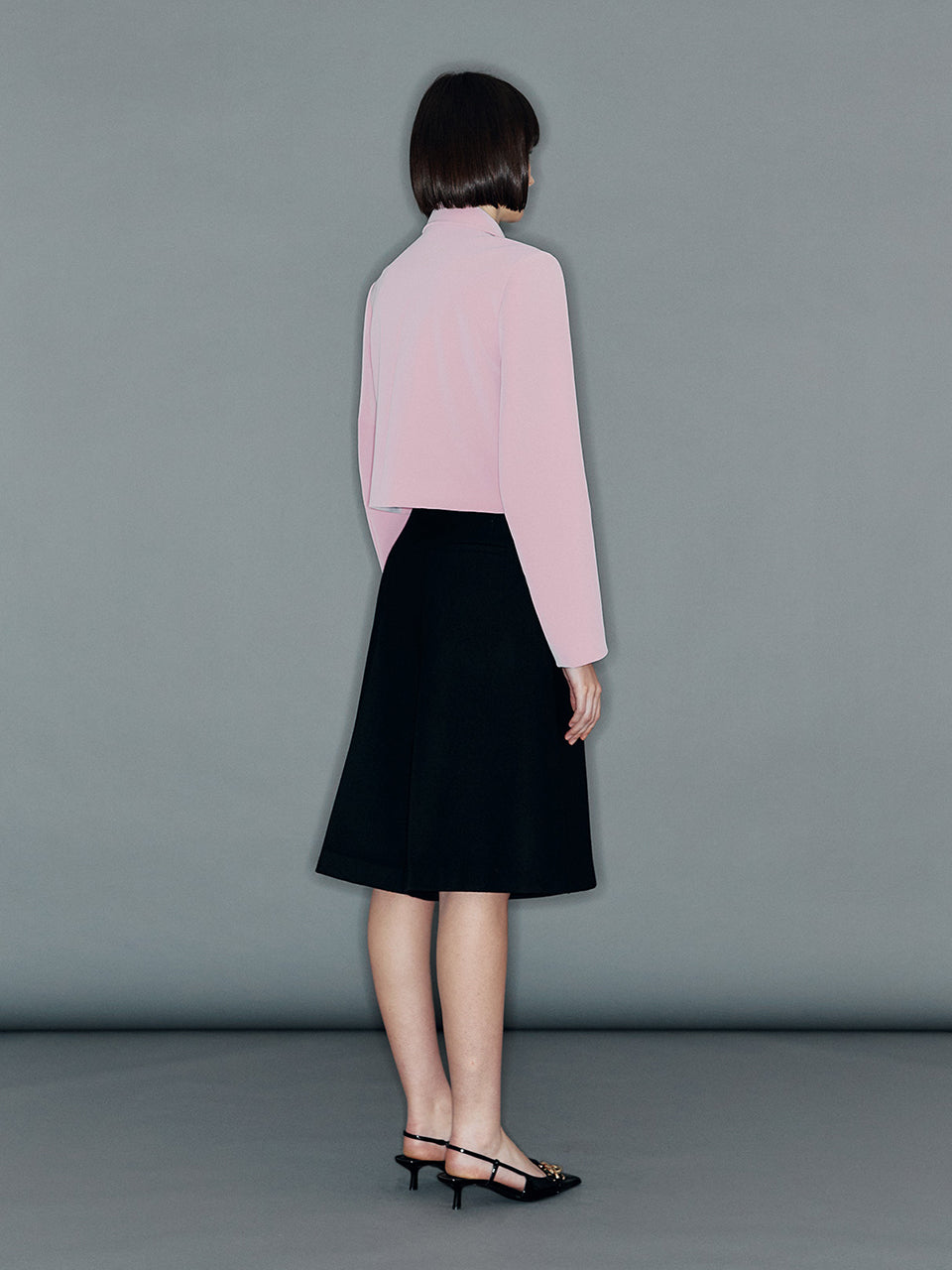 韓国ブランド ARIK｜フェイクレザークロップジャケット（オーキッド