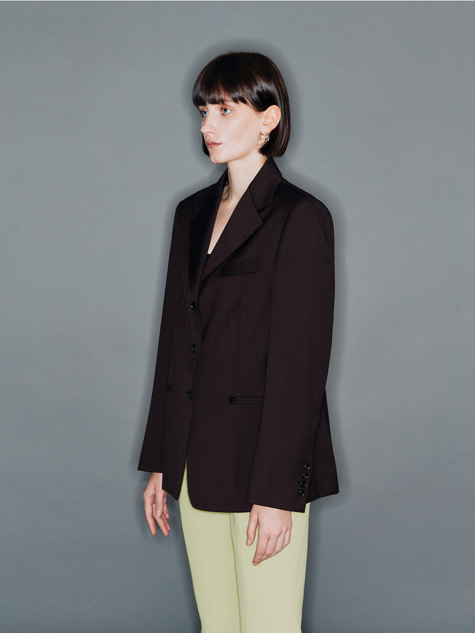 韓国ファッション 大人 ジャケット ダークブラウン ARIK アリク レディース