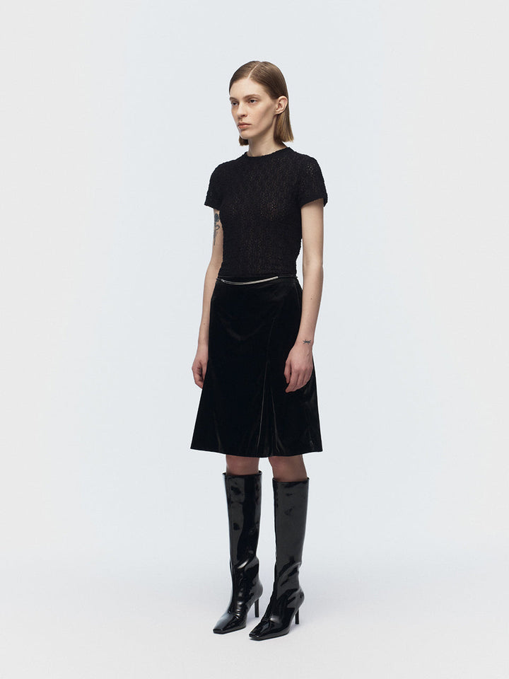 【ARIK. アリク】SALM flared midi skirt Black