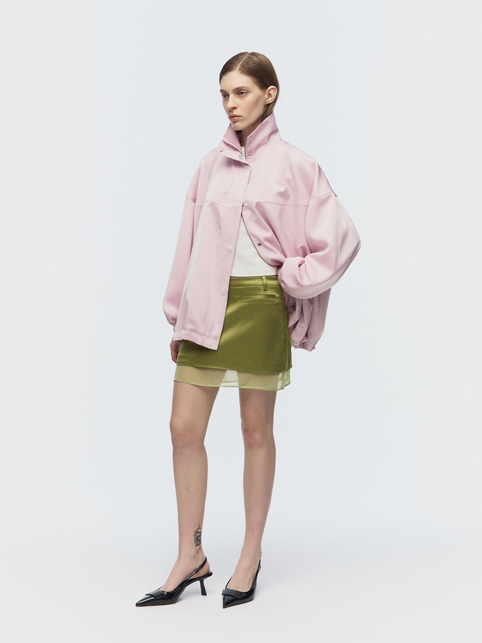 ARIK Elba オーバーサイズ サテン ボンバージャケット オーキッド