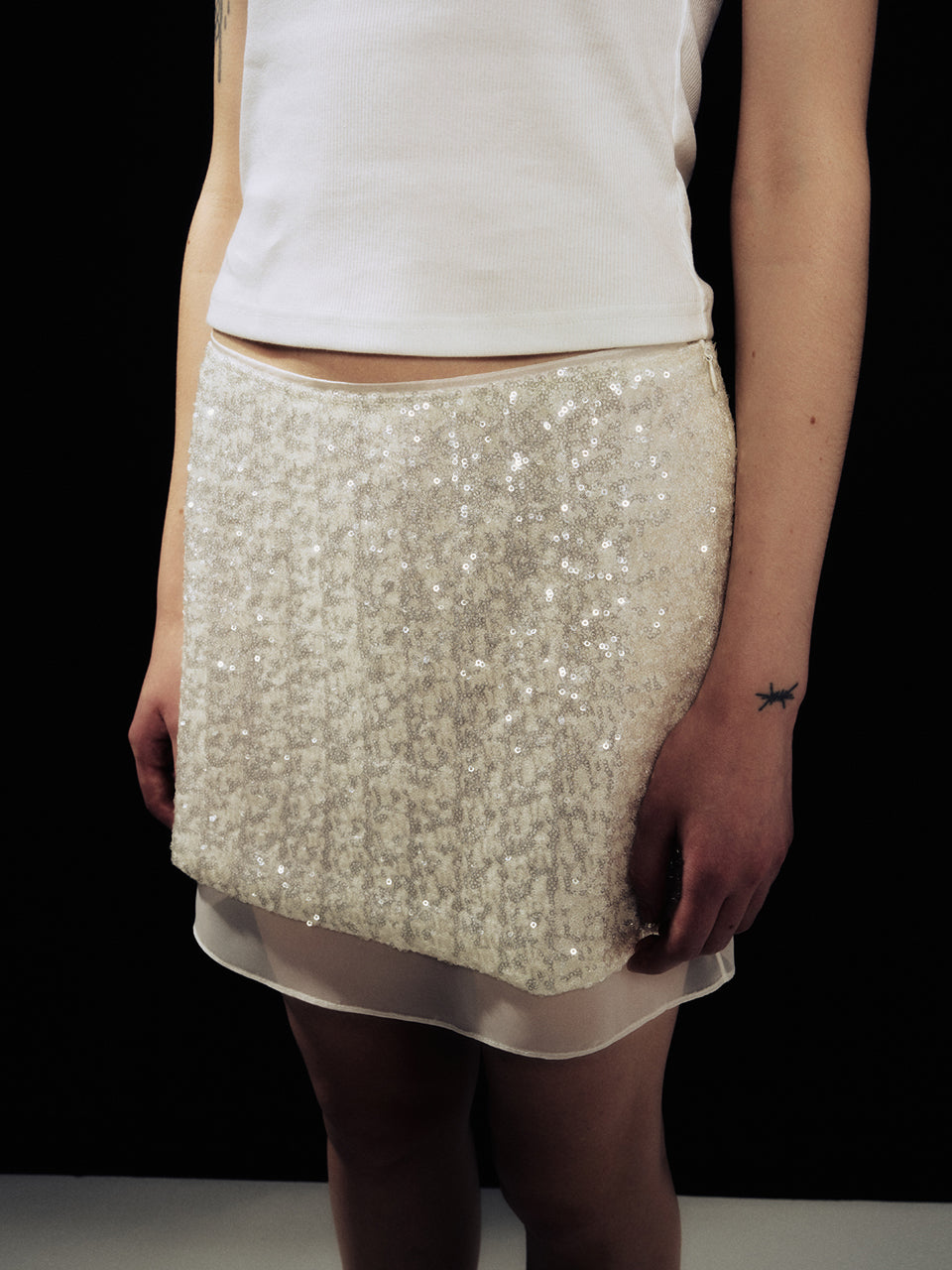 韓国レディース モードミニスカート ホワイト