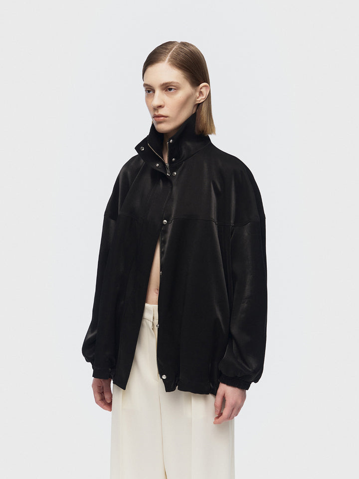 【ARIK. アリク】[4th Reorder] ELBA oversized satin bomber Black