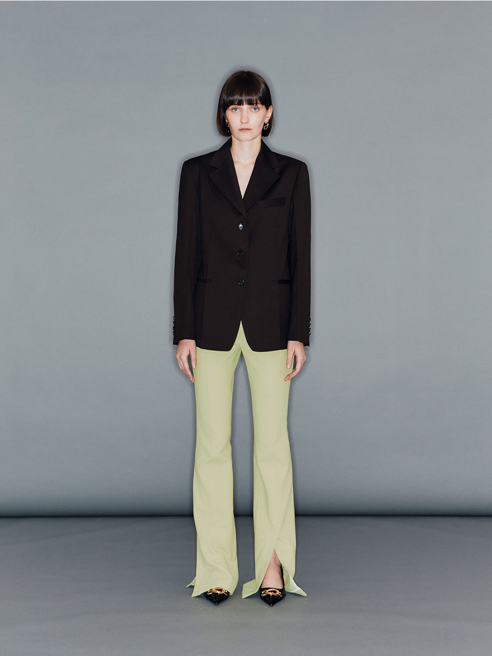 ARIK Lesath Slit Bootcut Pants Avocado | Korean brand slit bootcut