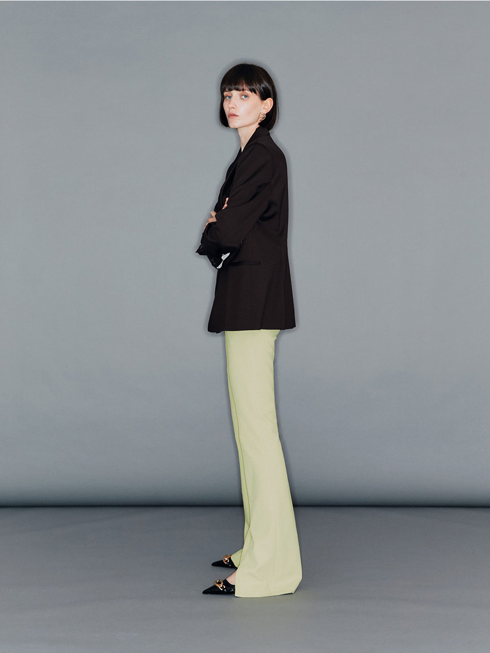 韓国ファッション 大人 ミニマル ARIK アリク スリットパンツ