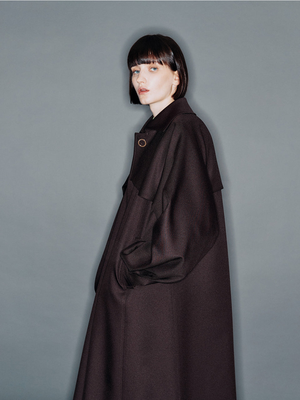 バーガンディブラウン コート 韓国ファッション 大人