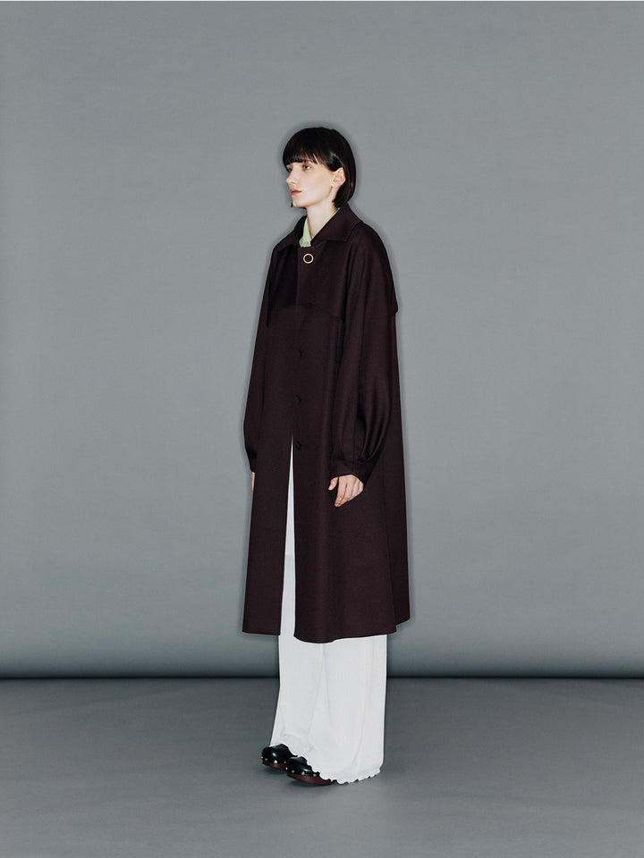 【ARIK. アリク】MARFIK Single mac trench coat Burgundy Brown