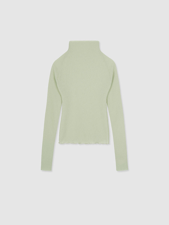 【ARIK. アリク】NUNKI lettuce edge high neck top Willow Green