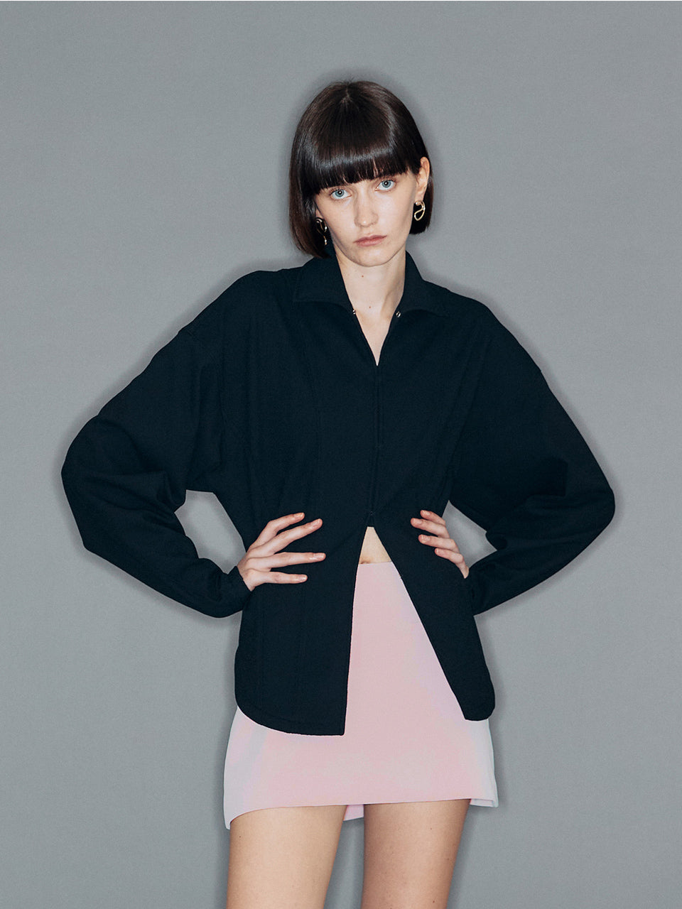 韓国ファッション きれいめ カーディガン ブラック