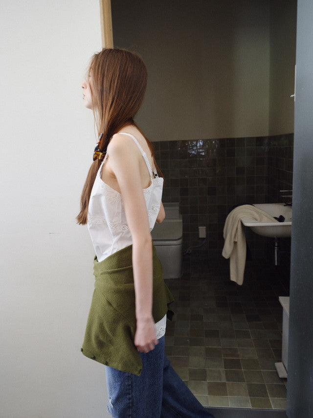 韓国 ワンピース レディース カーディガン腰巻きコーデ