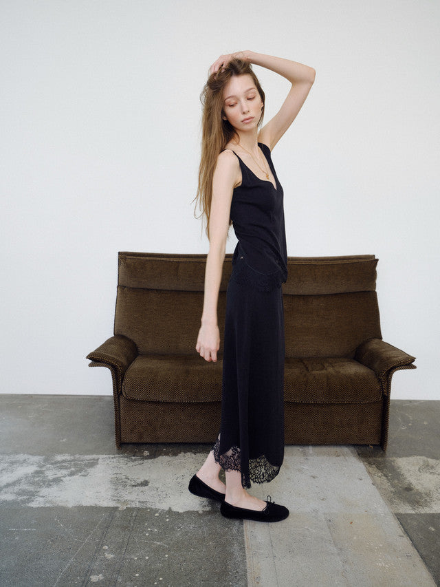 韓国 スカート レディース レースのロングシルエット