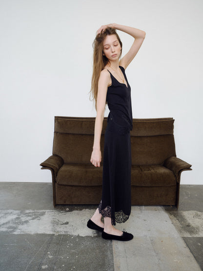 韓国 スカート レディース レースのロングシルエット
