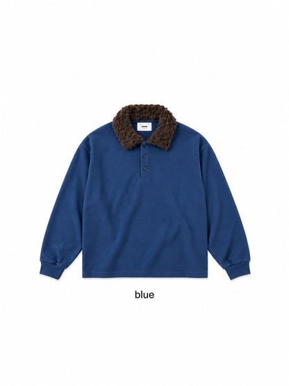 Boa Collar Pique Polo Sweatshirt