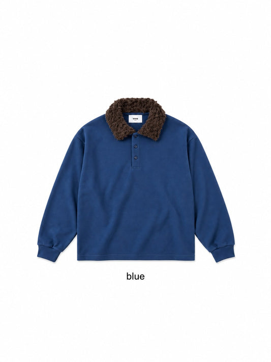 Boa Collar Pique Polo Sweatshirt