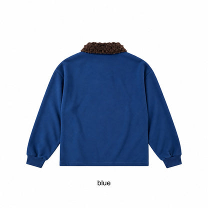 Boa Collar Pique Polo Sweatshirt