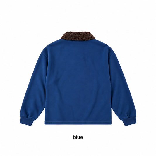 Boa Collar Pique Polo Sweatshirt