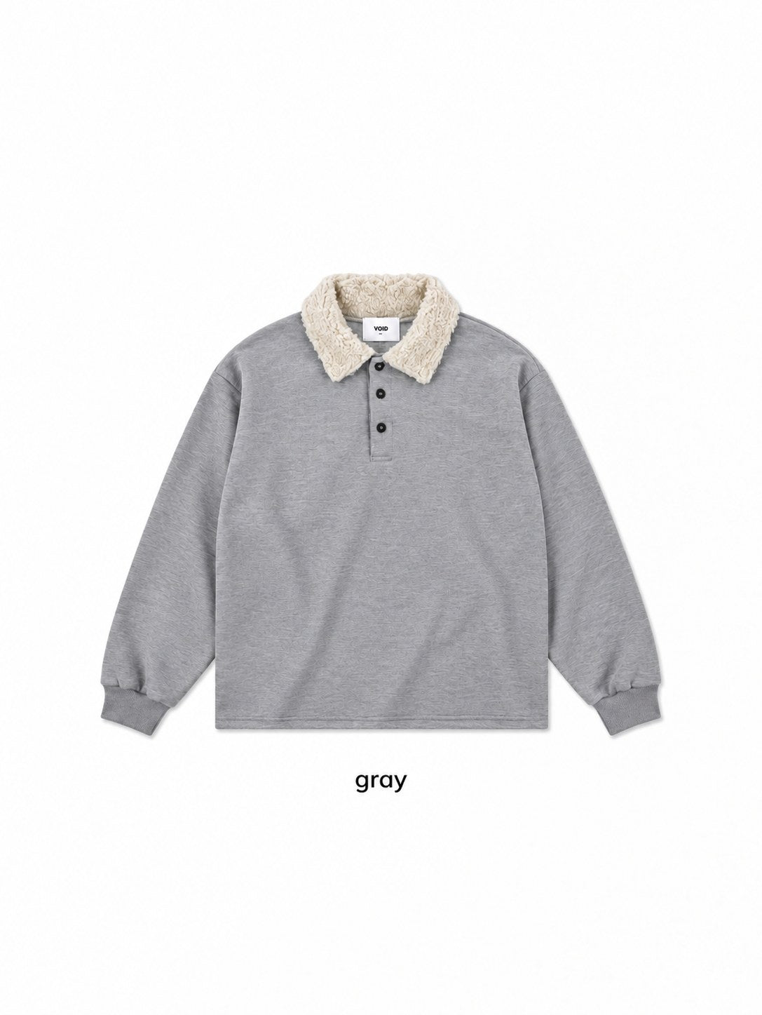 Boa Collar Pique Polo Sweatshirt