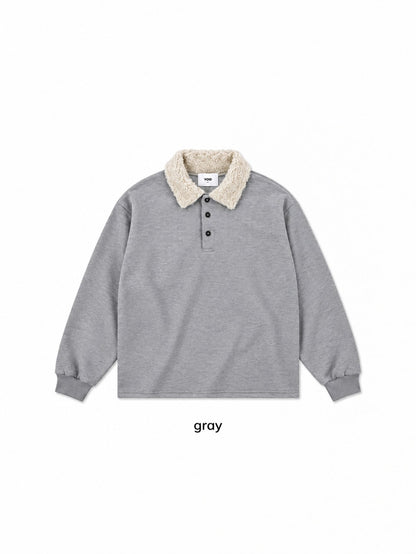 Boa Collar Pique Polo Sweatshirt