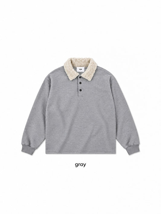 Boa Collar Pique Polo Sweatshirt