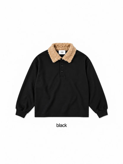 Boa Collar Pique Polo Sweatshirt