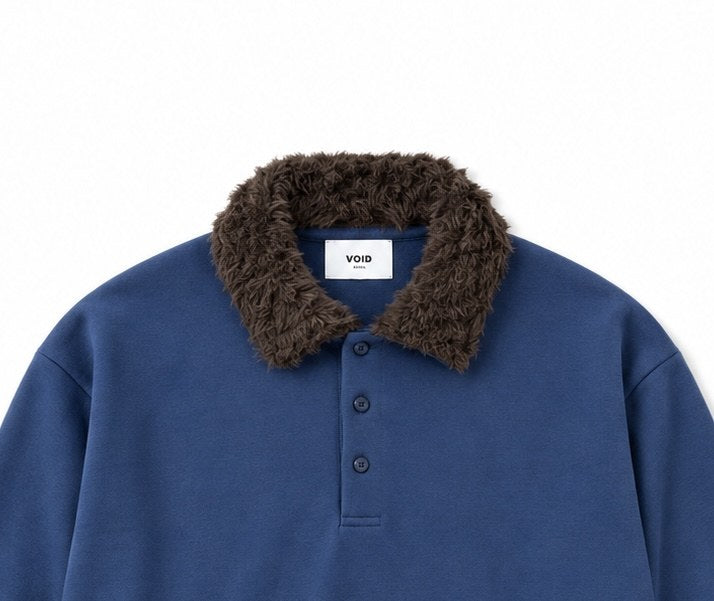 Boa Collar Pique Polo Sweatshirt