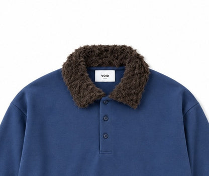 Boa Collar Pique Polo Sweatshirt
